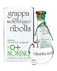 Grappa Nonino: Cru Ribolla Grappa Monovitigno / 45 % vol. / 0,5 Liter-Flasche mundgeblasen im Geschenk-Karton