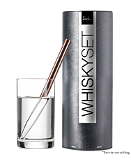 Eisch Whiskypipetten Set kupfer in Geschenkdose / Whiskypipette L: 170 mm, Ø 8 mm, Wasserglas 190 ml