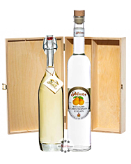 Prinz: Geschenk-Set Williams-Glück mit Alte Williamsbirne & Williams-Birnen-Schnaps / 40 & 41 % Vol. / 2 x 0,5 Liter-Flasche in Holzbox