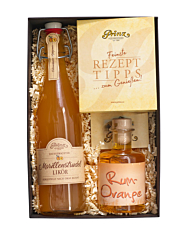 Prinz: Geschenk-Set "Marillen-Rezeptbox" / 16 - 40 % Vol. / 0,5 + 0,2 Liter-Flasche in Geschenkbox