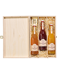 Prinz Geschenk-Set Strudelzeit mit Apfel-, Marillen-, Zwetschkenstrudel-Likör / 16 % Vol. / 3 x 0,5 Liter-Flasche in Holzbox