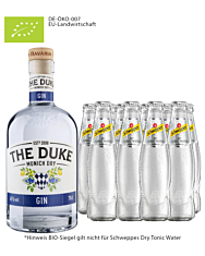 The Duke Gin Bio (45 % vol. / 0,7 Liter) & 10 x Schweppes Dry Tonic Water (0,2 Liter) inkl. 1,00 € Pfand