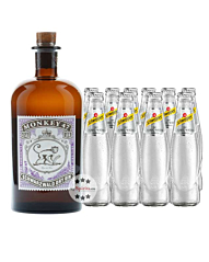 Monkey 47 Dry Gin (47 % vol. / 0,5 Liter) & 10 x Schweppes Dry Tonic Water (0,2 Liter) inkl. 1,00 € Pfand