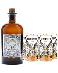 Gin Tonic Set: Monkey 47 Gin (47 % Vol. / 0,5 Liter) + 5 x 1724 Tonic Water (0,2 Liter) inkl. 1,25 € Pfand