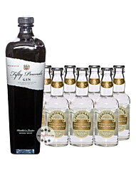 Fifty Pounds Gin (43,5 % Vol., 0,7l) + 7 x Fentimans Tonic Water (0,2l) inkl. 1,75 € Pfand