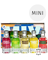 Absolut Five Set mit 5 Flavoured Vodka Miniaturen Probierset / 40 % Vol. / 5 x 0,05 Liter-Flasche in Box