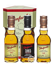 Glenfarclas Miniaturenset 10 YO, 12 YO, 105° Probierset / 40 – 60 % Vol. / 3 x 0,2 Liter-Flasche in Deko-Box