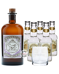 Monkey 47 Dry Gin (47% Vol., 0,5 L) & 5 x Fentimans Tonic Water (0,2 L) + 1 Tumbler inkl. 1,25€ Pfand