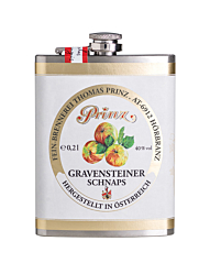 Prinz Flachmann Gravensteiner Schnaps / 40 % vol / 0,2 Liter-Flasche aus Edelstahl