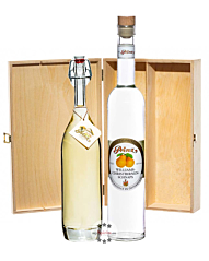 Prinz: Geschenk-Set Williams-Glück mit Alte Williamsbirne & Williams-Birnen-Schnaps / 40 & 41 % Vol. / 2 x 0,5 Liter-Flasche in Holzbox