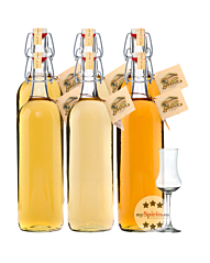 Prinz: Alte Sorten Kombi-Paket mit Alte Marille, Williamsbirne & Wald-Himbeere / 41 % Vol. / 6 x 1,0 Liter-Flasche + 1 x gratis mySpirits Schnapskelch