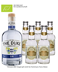 The Duke Dry Gin Bio (45% Vol., 0,7L) & 5x Fentimans Tonic (0,2L) inkl. 1,25€ Pfand