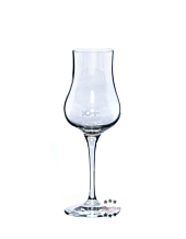 Nonino: Grappa-Glaskelch mit Stiel „Antica Cuvée“ mit 2 cl Eistrich / ca. 200 ml / H: ca. 20 cm