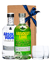 Absolut Vodka (40 % Vol / 0,7L) + Absolut Vodka Lime (40 % Vol. / 0,7L) + 2x mySpirits Tumbler in Geschenkbox