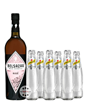 Belsazar Tonic Set: Belsazar Rosé Vermouth (17,5 % vol, 0,75l) & 6 x Schweppes Dry Tonic Water 0,2l inkl. 0,60 € Pfand