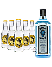 Bombay Sapphire London Dry Gin (40% Vol., 1,0 L) & 5 x Thomas Henry Tonic Water (0,2 L)