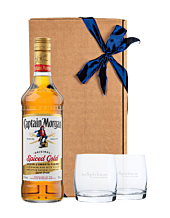 Geschenk-Set: Captain Morgan (35 % Vol. / 0,7 Liter-Flasche) + 2 x mySpirits Tumbler in Geschenkbox