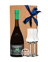 Fassbind Geschenk-Set Vieille Poire Alte Birne 40 % vol. 0,7 l mit 2 mySpirits Kelchgläsern in Box