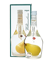 Freihof 1885 Williamsbirne Schnaps in Früchteflasche mit Birne / 40 % Vol. / 0,7 Liter-Flasche in Geschenkbox