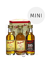 Glenfarclas Miniaturenset 10 YO, 12 YO, 105° Probierset / 40 – 60 % Vol. / 3 x 0,05 Liter-Flasche in Box