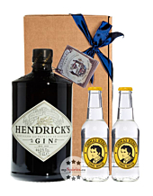 Geschenk-Set: Hendrick’s Gin (44 % Vol. / 0,7 L) + 2 x Thomas Henry Indian Tonic (0,2 L inkl. 0,30€ Pfand) in Geschenkbox