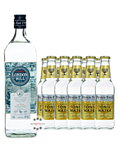 London Hill Dry Gin (43 % Vol. / 1,0 Liter) + 10 x Fever-Tree Indian Tonic (0,2 L) inkl. 2,50 € Pfand