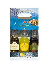 Marcati Ercole Gagliano Geschenkset mit Grappa, Limoncello & Amaretto / 25-40 % Vol. / 3 x 0,1 Liter-Flasche in Geschenkverpackung