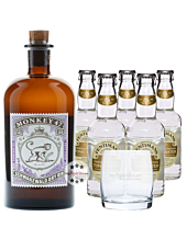 Monkey 47 Dry Gin (47% Vol., 0,5 L) & 5 x Fentimans Tonic Water (0,2 L) + 1 Tumbler inkl. 1,25€ Pfand