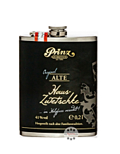 Prinz Flachmann Alte Haus-Zwetschke im Holzfass gereift / 41 % Vol. / 0,2 Liter-Flasche aus Edelstahl