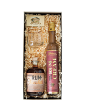 Prinz Geschenkset Rum-Gestöber: Rum-Chocolate & Rum-Cream Likör / 17 & 40 % vol / 2 x 0,5l + Likör Tumbler in Box