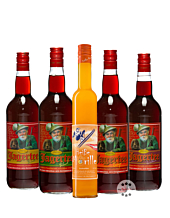 Prinz Winter-Kombi-Paket: 4 x 1,0 L Jagertee-Sorten + 1 x 0,5 L Heiße Marille / 16 & 40 % vol