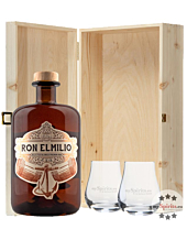 Ron Elmilio Rum-Geschenkset mit 2 Nosing-Gläsern in Holzkiste / 40 % Vol. / 0,7 L + 2 x Nosing-Glas