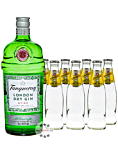 Tanqueray London Dry Gin (43,1% Vol., 0,7 L) & 7 x Schweppes Indian Tonic (0,2 L) inkl. 0,70 € Pfand