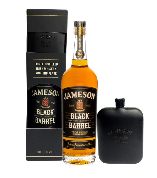 Jameson Black Barrel Irish Whiskey in Geschenkset mit Flachmann - AKTION (40 % vol., 0,7 Liter)