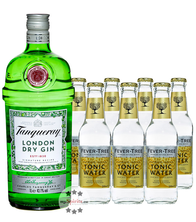 Tanqueray London Dry Gin & Fever-Tree Indian Tonic Set (43,1 % vol., 2,1 Liter)