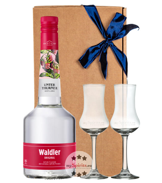 Unterthurner Geschenk-Set Waldler + 2 x Kelch Glas (39 % vol., 0,7 Liter)