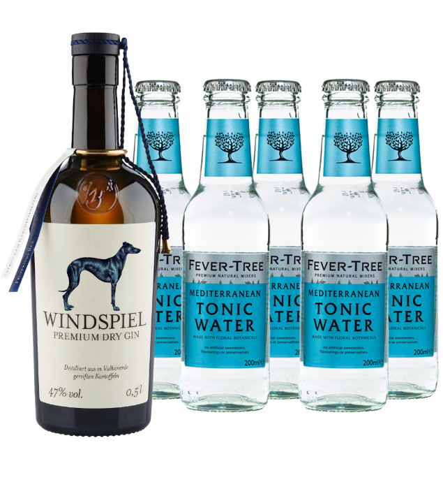 Windspiel Gin & Fever-Tree Tonic Set (47 % vol., 1,5 Liter)