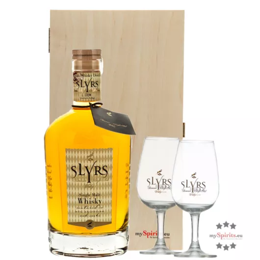 2x Glas Liter 0,7 & Slyrs Whisky Geschenk-Set