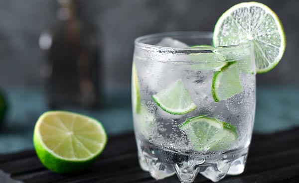 Gin & Tonic mit Limettenscheiben als Garnitur