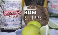 Rum-Flasche und Text: Rum 5 Tipps