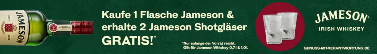 Jameson Irish Whiskey kaufen und gratis Gläser sichern!