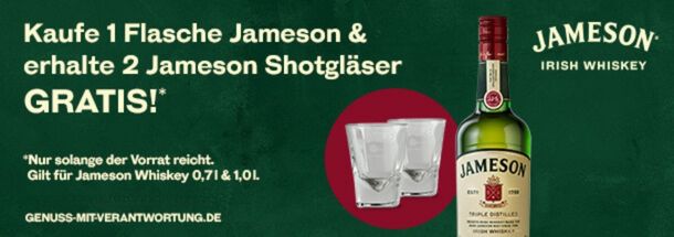 Jameson Irish Whiskey kaufen und gratis Gläser sichern!