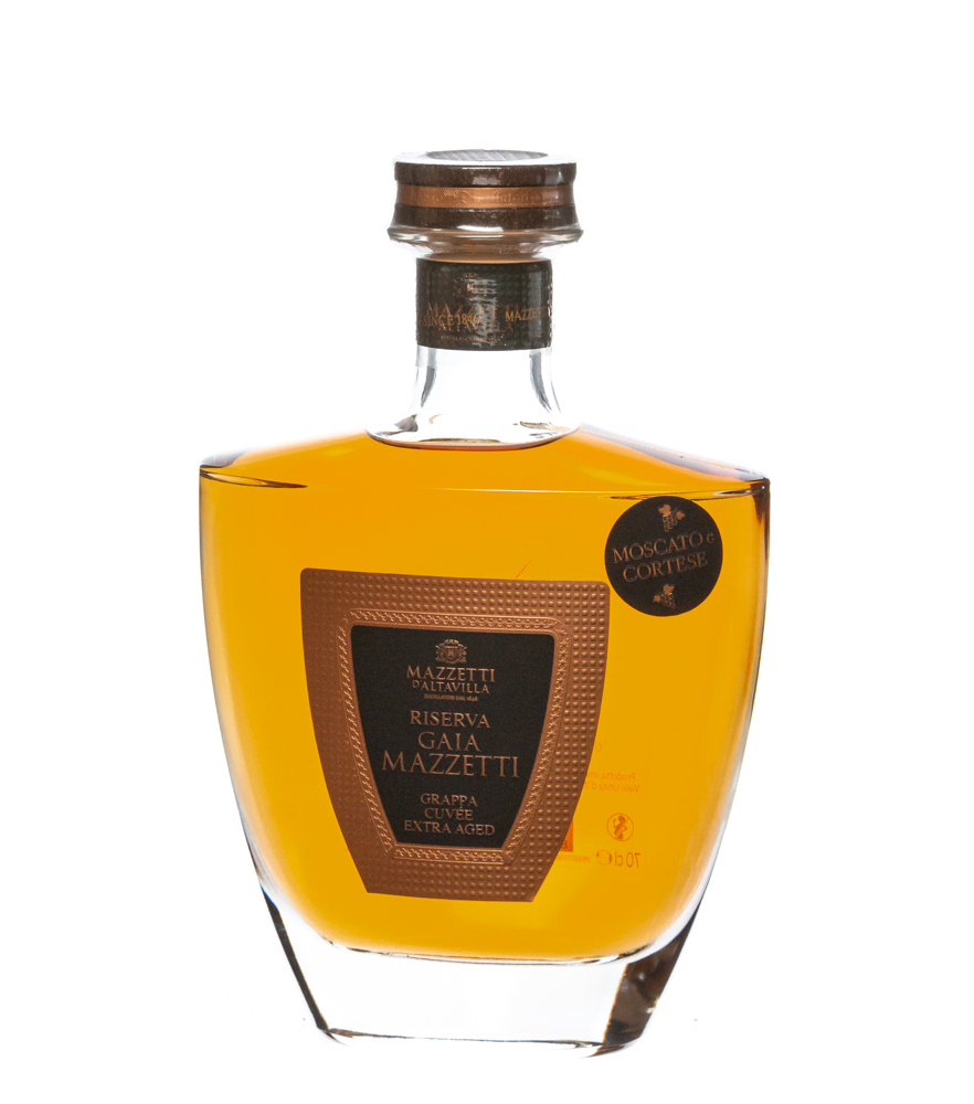 Image of Mazzetti d’Altavilla Gaia Grappa Riserva Cuvée / 43 % Vol. / 0,7 Liter-Flasche in Holzkassette