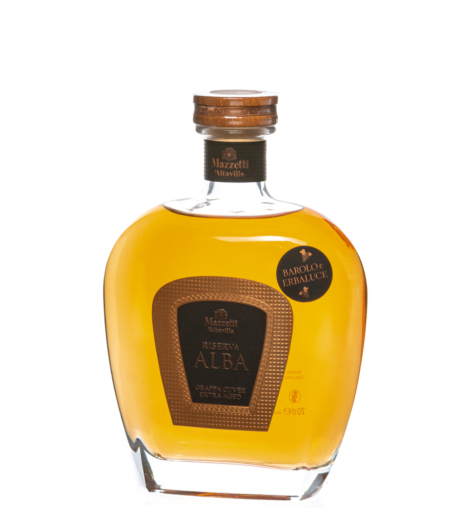 Image of Mazzetti d’Altavilla Riserva Alba Grappa Cuvée / 43 % Vol. / 0,7 Liter-Flasche in Holzschatulle