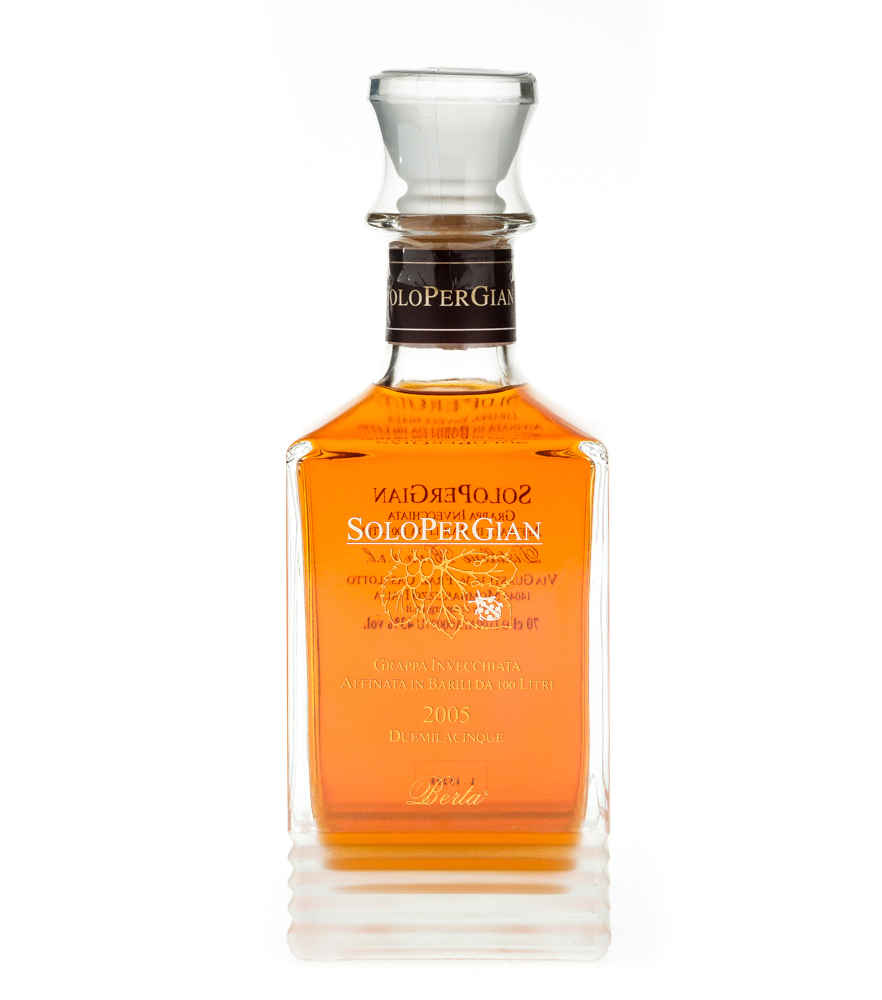 Image of Distillerie Berta Solo per Gian – Grappa Invecchiata / 43 % vol. / 0,7 Liter-Flasche in Holzkiste