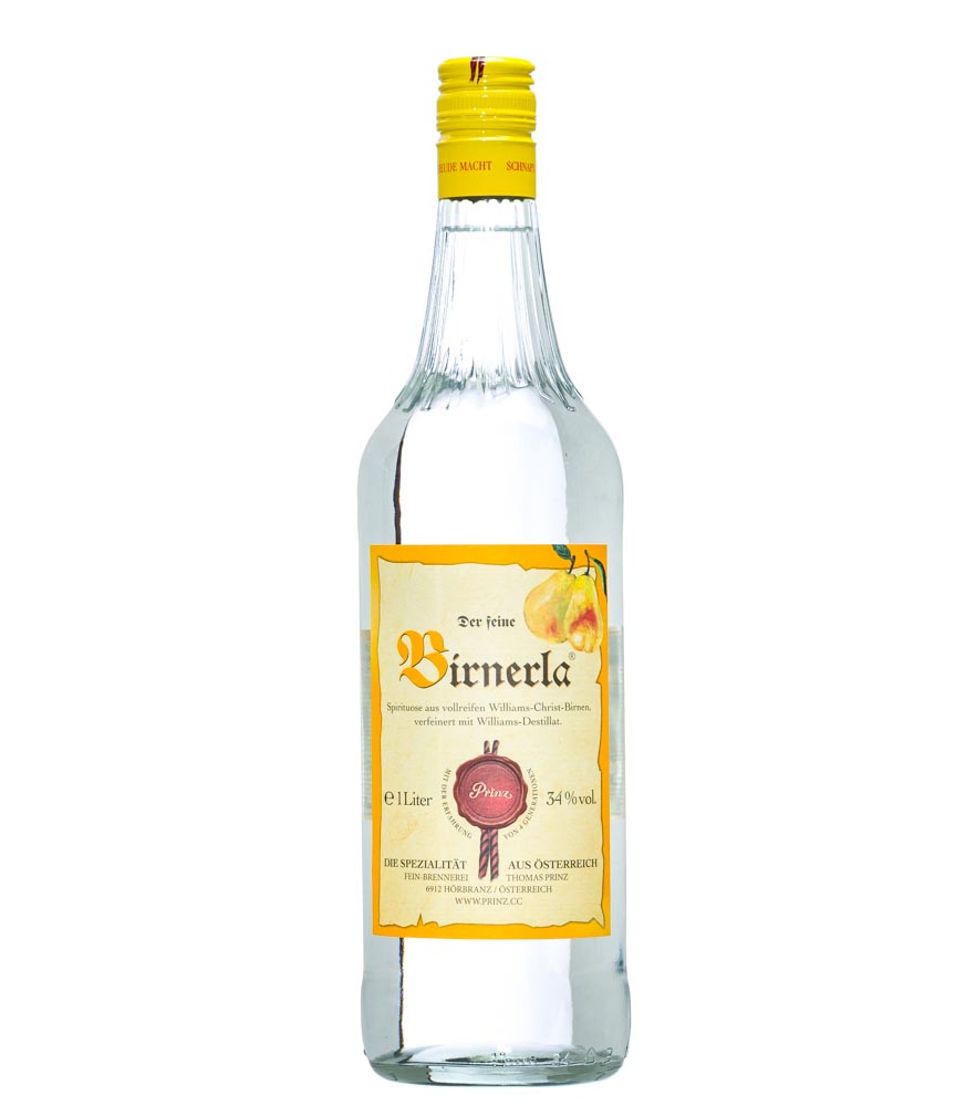 Prinz Birnerla, der feine Birnenschnaps / 34 % Vol. / 1,0 Liter-Flasche