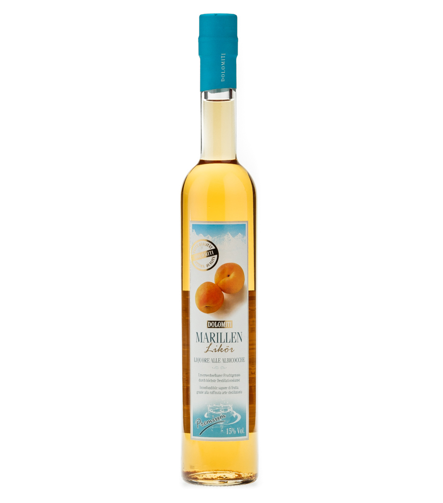 Dolomiti Alpenfeinkost Marillenlikör Liquore Alle Albiccocche / 15 % vol. / 0,5 Liter-Flasche