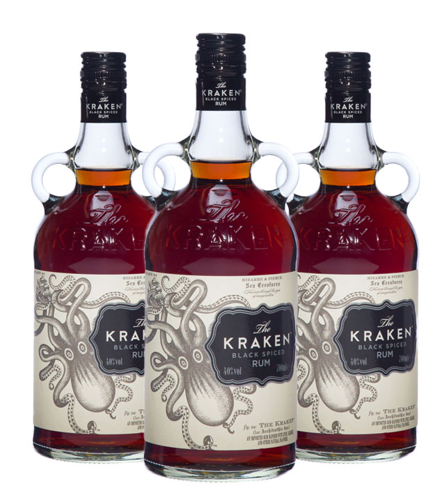 Image of The Kraken Black Spiced Spirit Drink auf Rum-Basis / 40 % Vol. / 3 x 0,7 Liter-Flasche