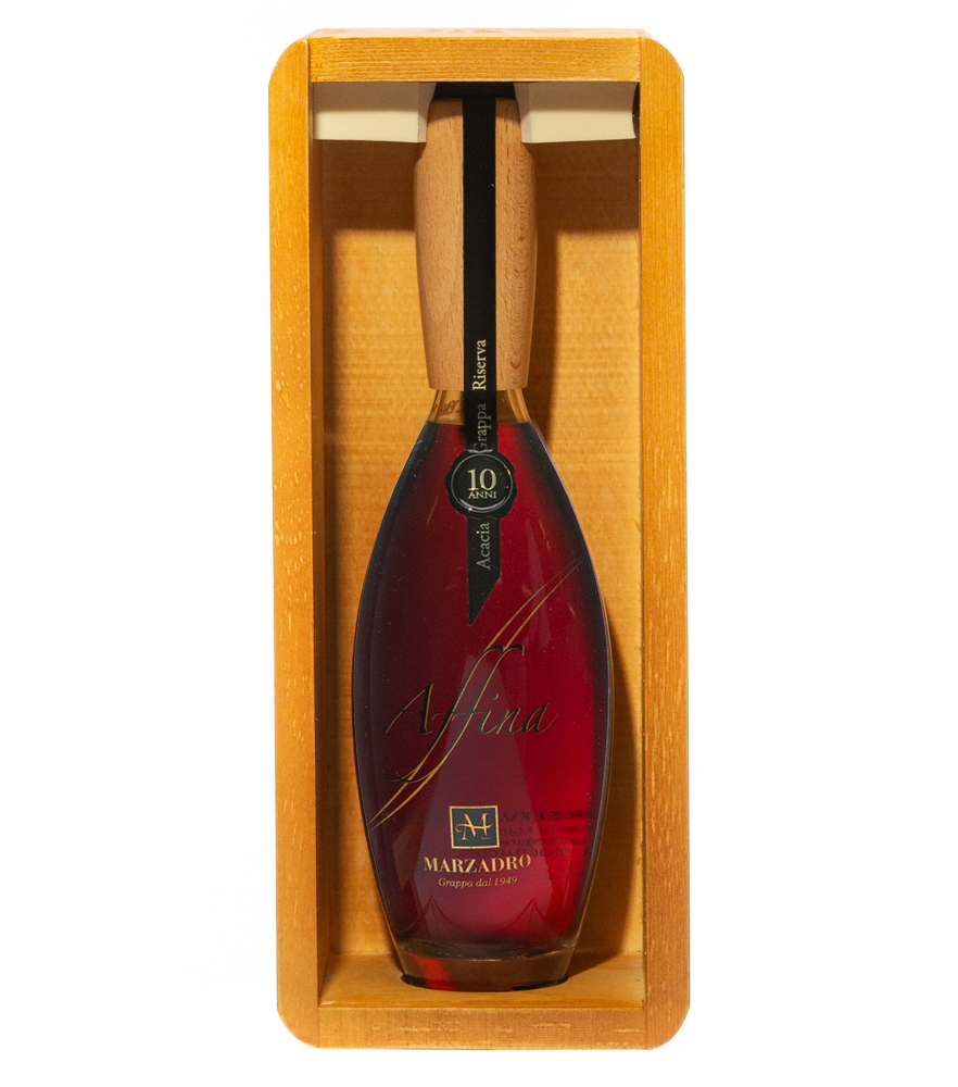 Image of Marzadro Affina Riserva Acacia Grappa / 40,5 % Vol. / 0,35 Liter-Flasche in Holzschatulle