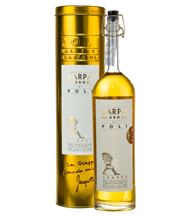 Image of Poli Grappa Sarpa Oro di Poli Barrique / 40 % Vol. / 0,7 Liter-Flasche in Geschenkdose